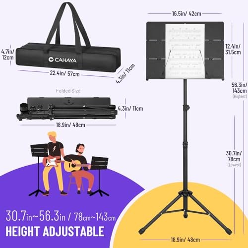 Foldable Sheet Music Stand with Tri-fold Panel Portable Standard (Max 56")
