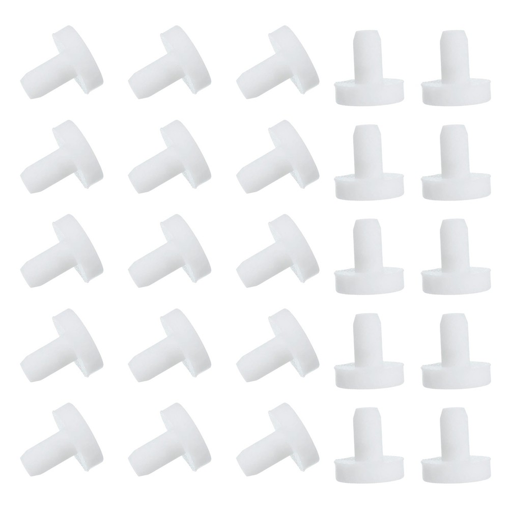 25 Pcs t Shaped Solid Silicone Stopper, Dia 4 Mm/0.16" Rubber Plugs, White