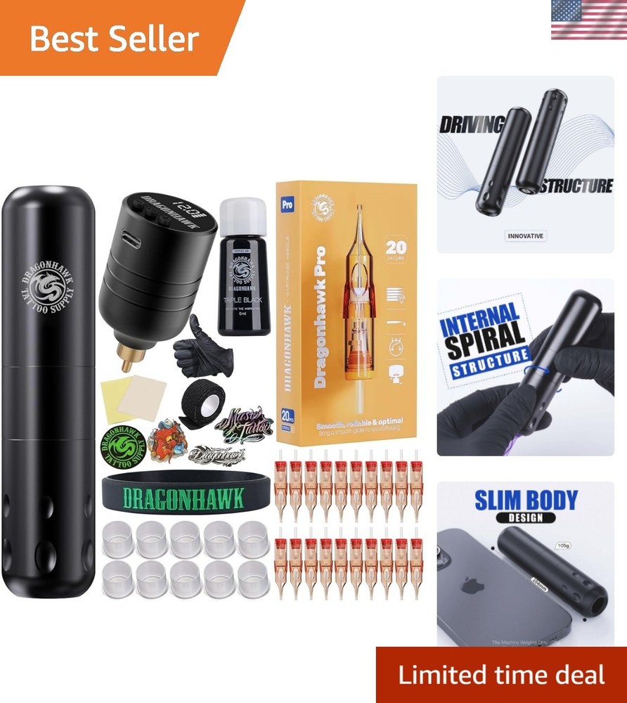 Versatile S9 Tattoo Machine Set with 20 Needles & Durable Battery for Beginners