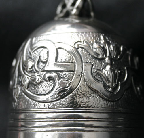 Antique 800 Silver Ornate Repousse Bell Germany