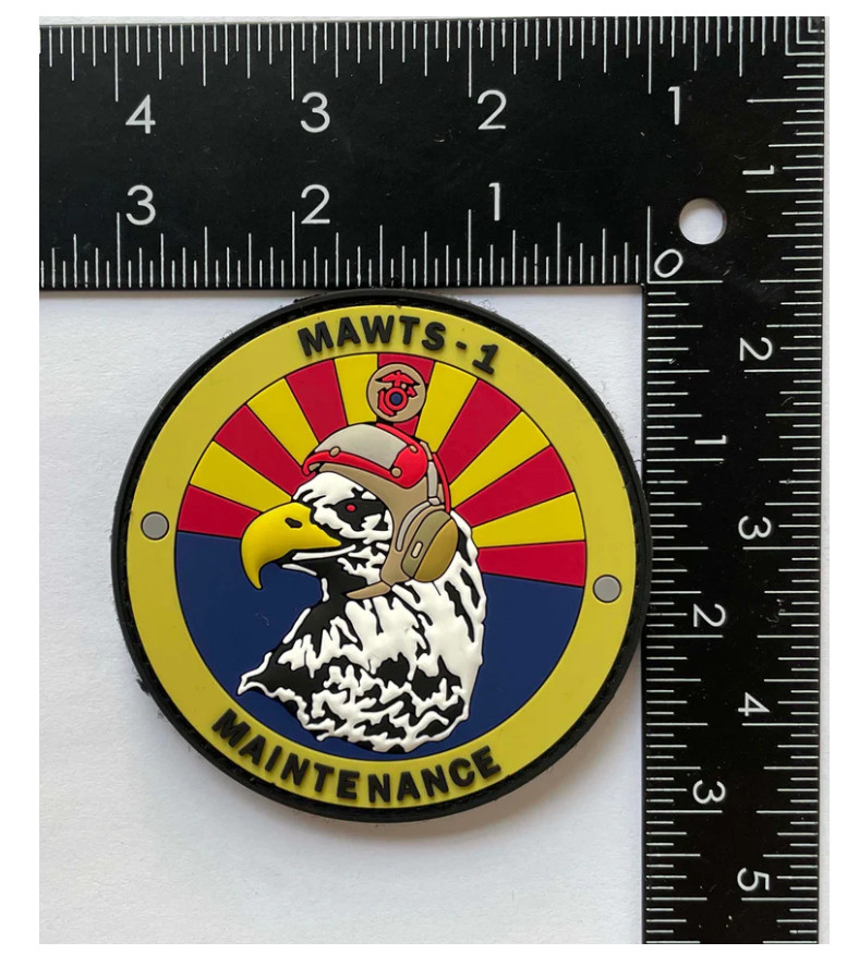 MARINE CORPS MAWTS-1 MAINTENANCE RED PVC PATCH WITH HOOK & LOOP