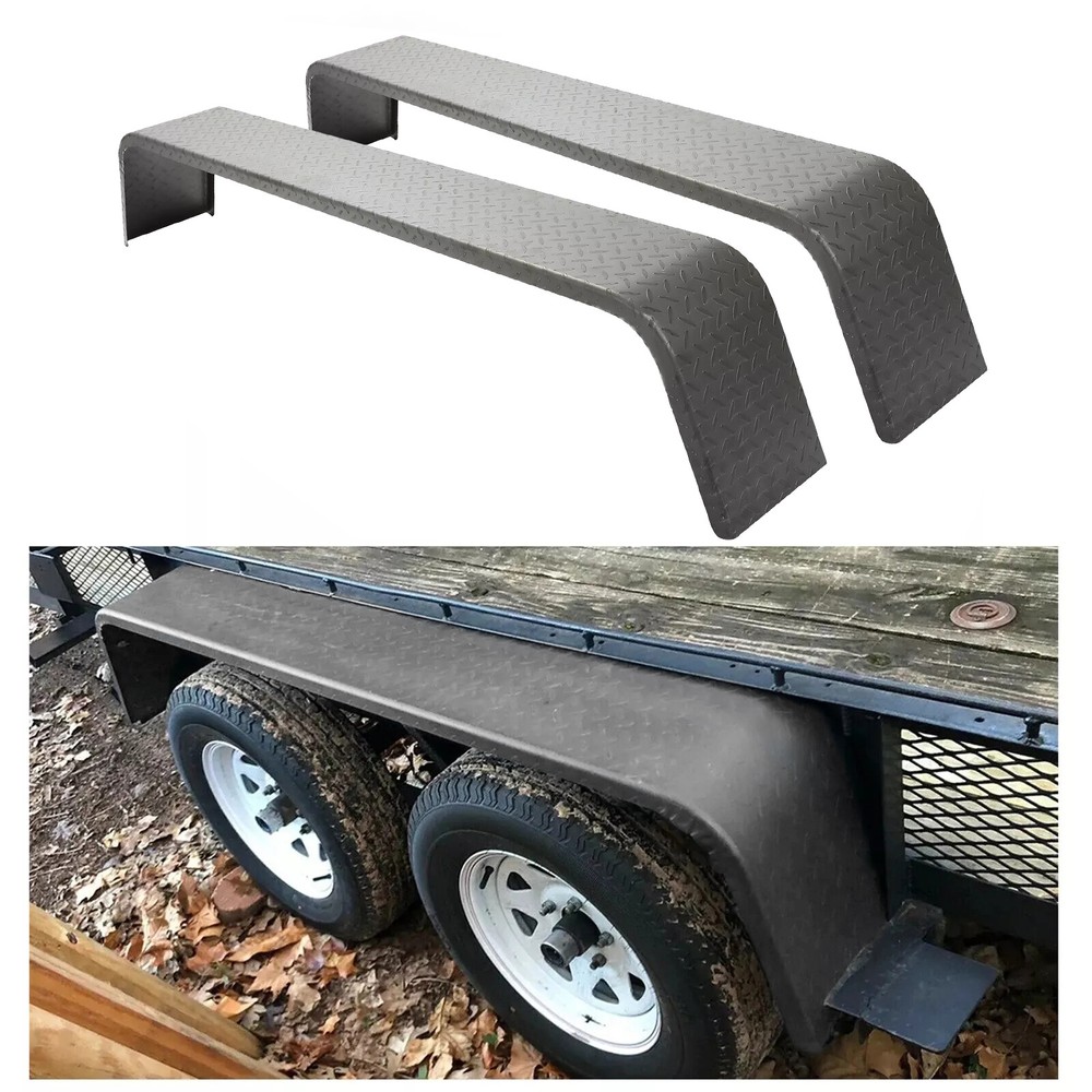 (2) Diamond Tread Plate Double Tandem Axle Trailer Fenders 10-1/4"x72-7/8"x13"