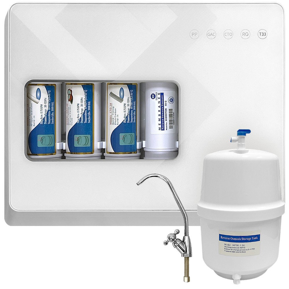 Compact 5-Stage Reverse Osmosis System, NSF Certified 50GPD Membrane