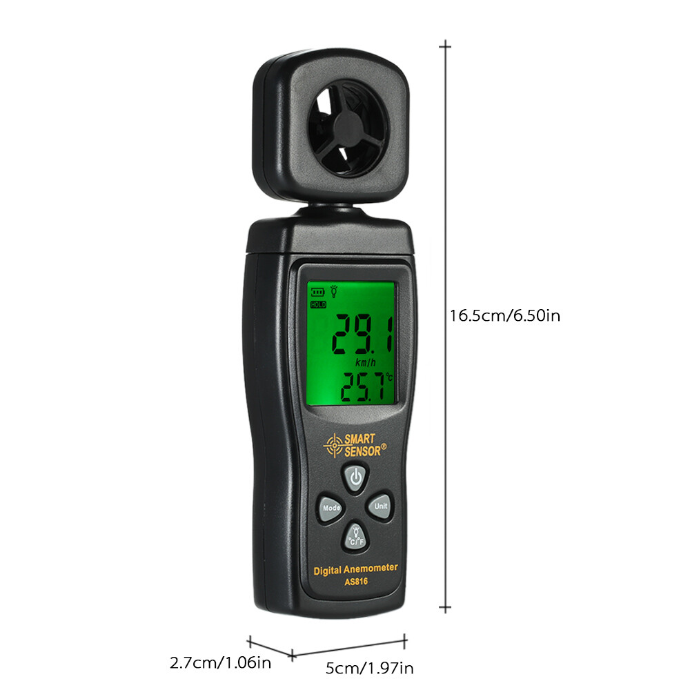 SMART SENSOR Mini Anemometer LCD Digital Wind Speed Meter Air Velocity A8M4