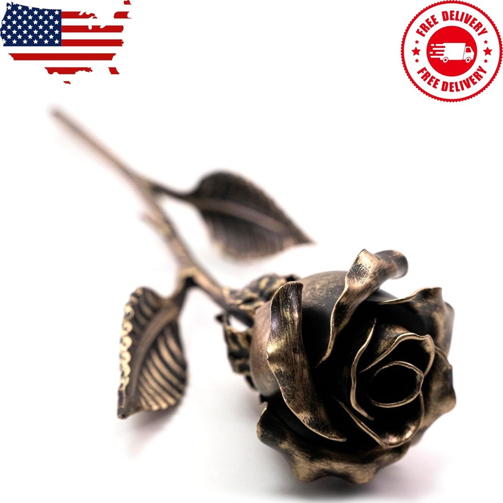 Handcrafted Bronze Rose – 8th & 19th Yeat Wedding for Her – Solid Me