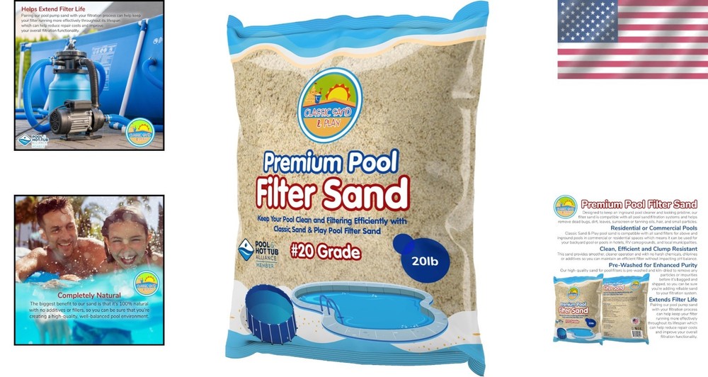 20 lbs Sand for Pools | No Clogging, Enhanced Filtration Efficiency
