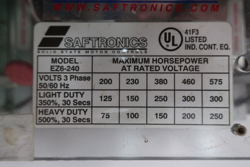 Saftronics EZ6-240 Soft Starter 250a Amp