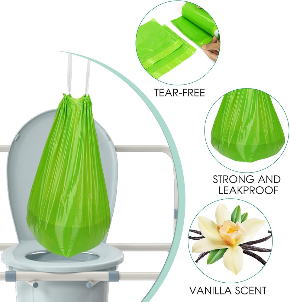 Bedside Commode Liners with Absorbent Pads, Disposable Commode Bags/Pads, Scente