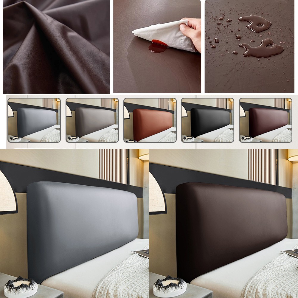 Stretch PU Leather Bed Headboard Cover Dustproof Backrest Bed Head Cover