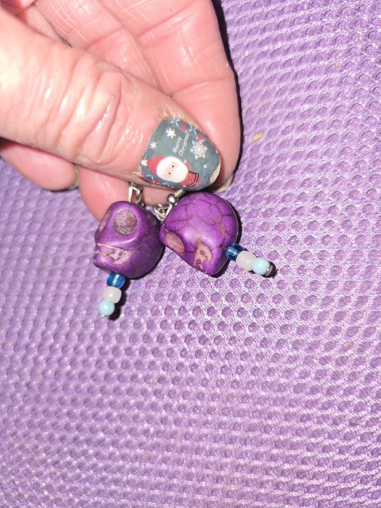 Skull Ear Ring & Bracket Set With Multiple Extra Multi Color Bracelts Set