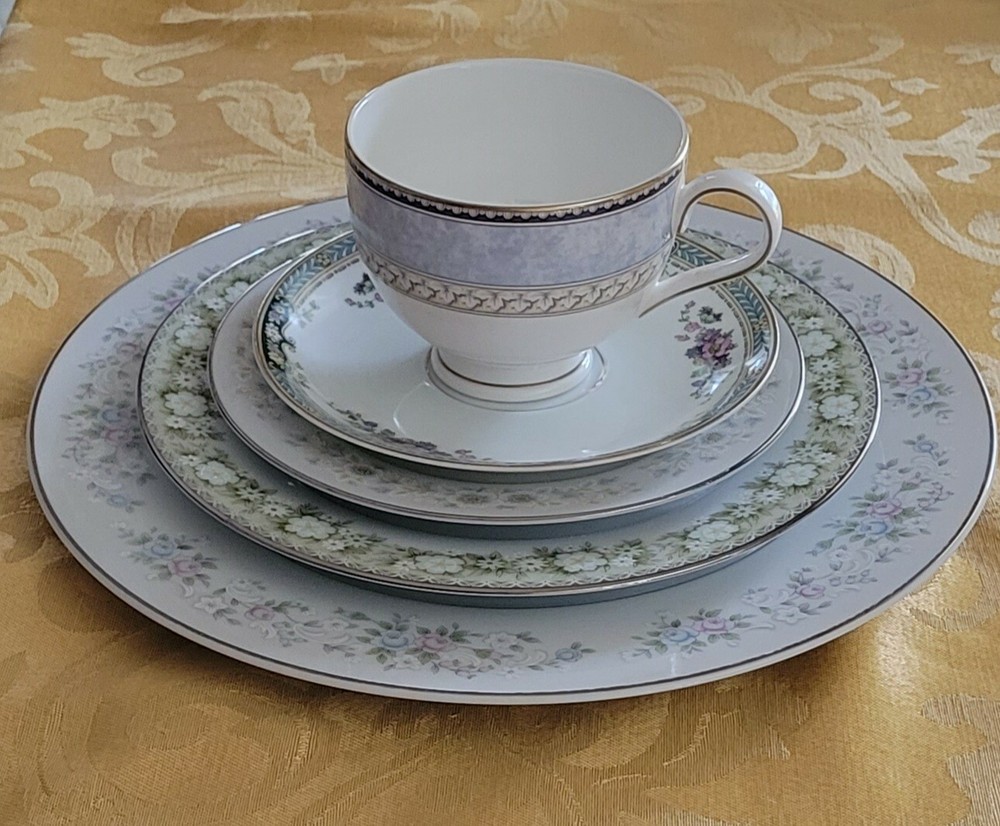 VINTAGE MISMATCHED CHINA -4 PLACE SETTINGS - FIVE PIECES EACH - MULTIPLE DESIGNS