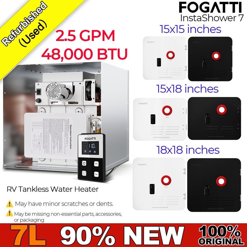 Used- FOGATTI InstaShower 7 RV Tankless Water Heater 48,000 BTU w/ Controller