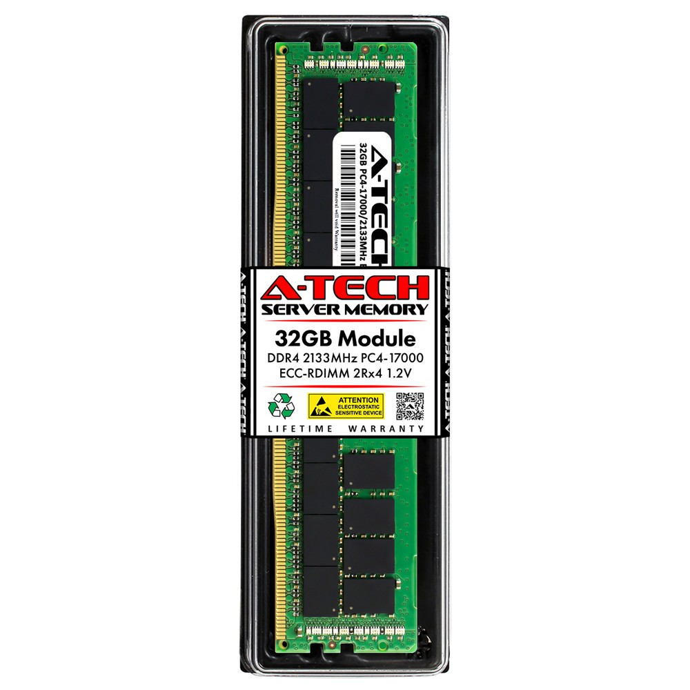 32GB 2Rx4 PC4-17000 ECC REG RDIMM (HP H7B65AR Equivalent) Server Memory RAM