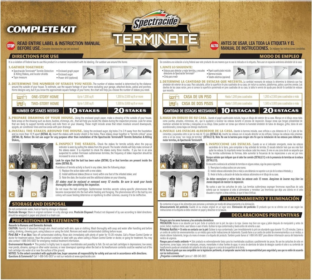 Spectracide Terminate Termite Detection & Killing Stakes, Foraging, 15 counts.
