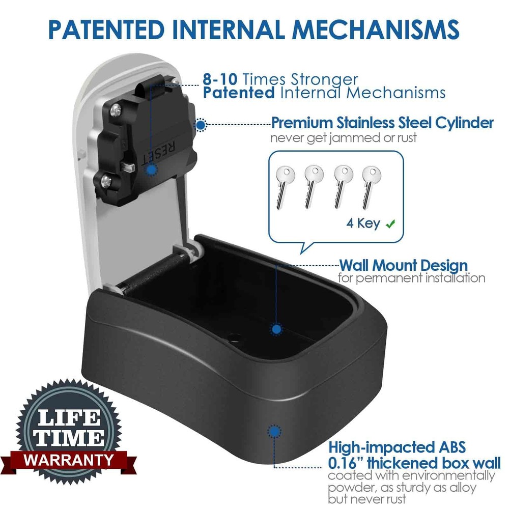 2 Pack Key Lock Box Combination 4-Digit Lockbox Wall Mount Outside Waterproof...