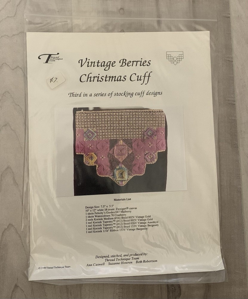 Vintage Berries Christmas Cuff needlepoint pattern Thread Technique Team