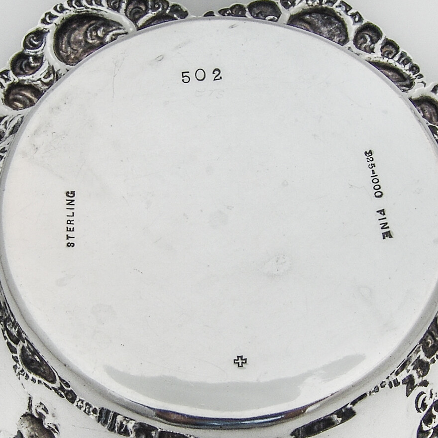 Repousse Scroll Candy Nut Bowl Fradley Co Sterling Silver Mono