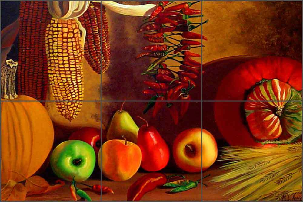 Ceramic Tile Mural Backsplash Hadjis Fruit Vegetables Kitchen Art MHA017