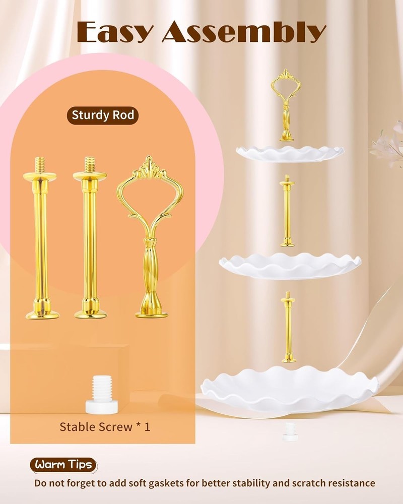 10 Pcs Cake Stand Plastic Dessert Table Display Set, 4 Pcs 3 Tier Cupcake Tower