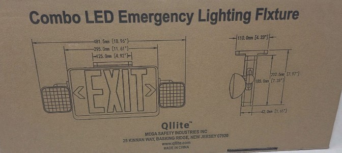 Qllite Combination Emergency Exit With LED Emergency Lights. Green And Red Exit.