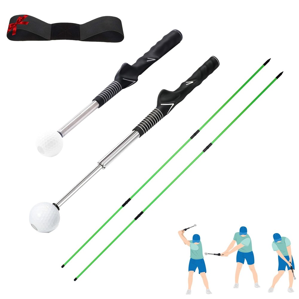 Retractable Golf Swing Trainer - Golf Swing Training Aid, Non-slip Golf Grip ...