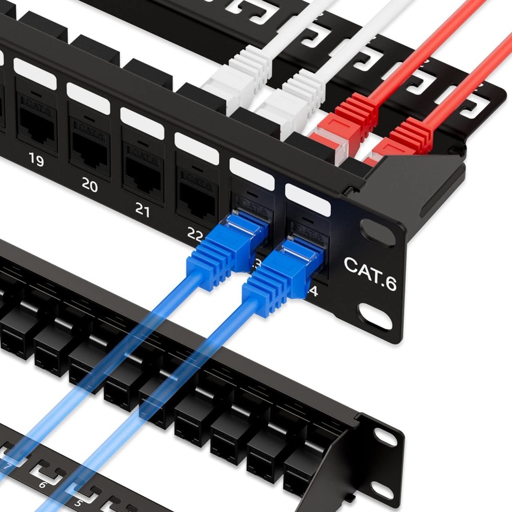 Iwillink 10Gbps Patch Panel 24 Port, RJ45 through Coupler Cat6 19” Patch Panel