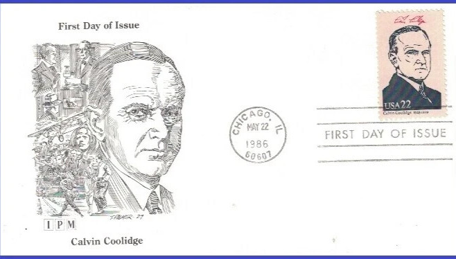 PRESIDENT CALVIN COLLIDGE IPM  CACHET 1986 FDC VF UNADDR