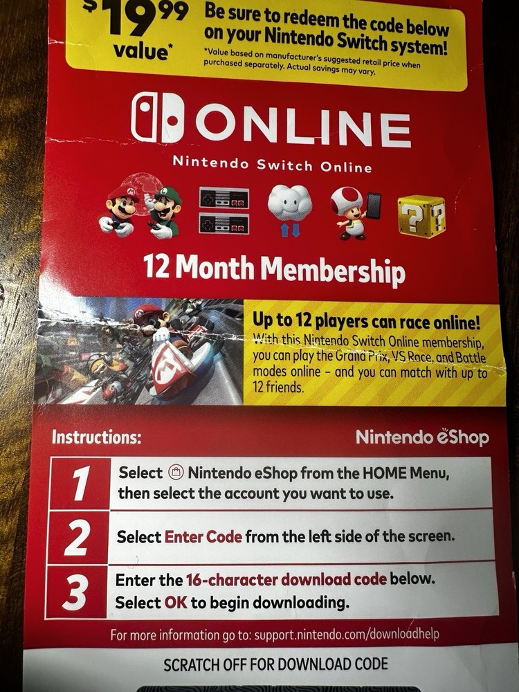 Nintendo Switch Online 12-Month Membership