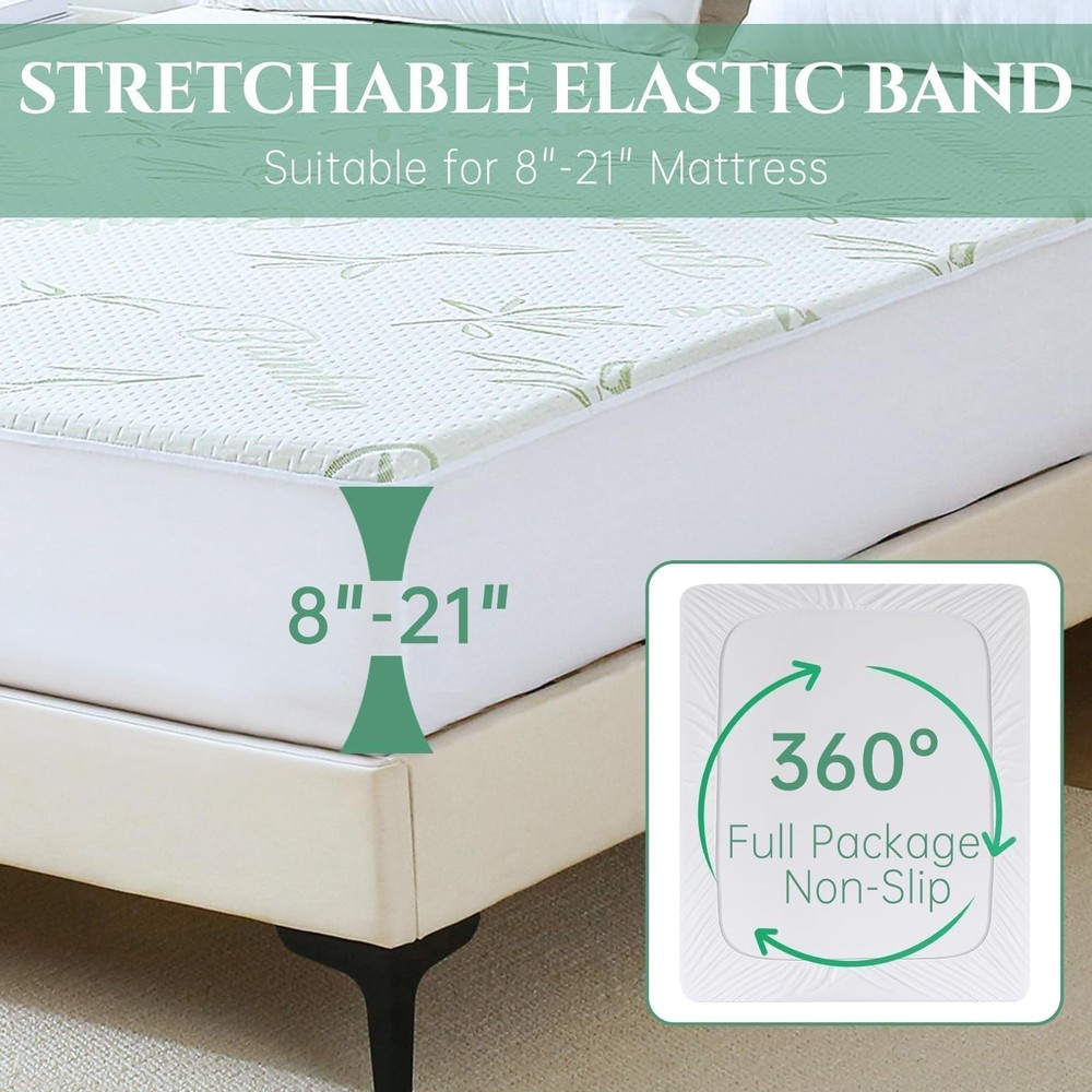 Full Size Waterproof Mattress Protector, Soft & Breathable Mattress Protector...