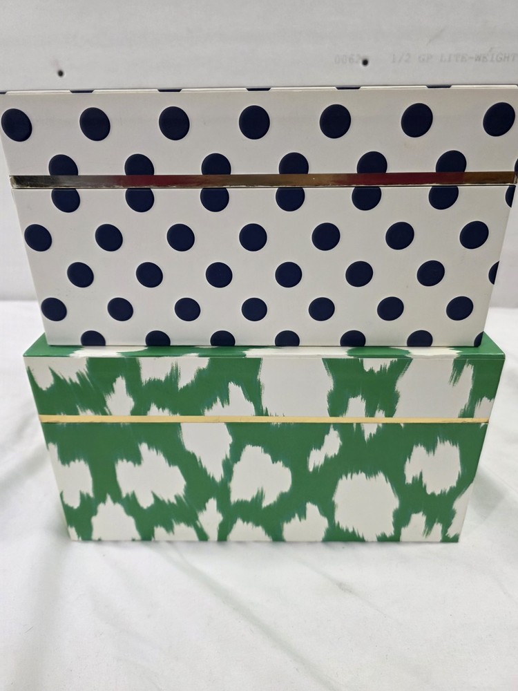 Kate Spade Nesting Boxes Poke A Dot And Green/white- Size Small And Medium