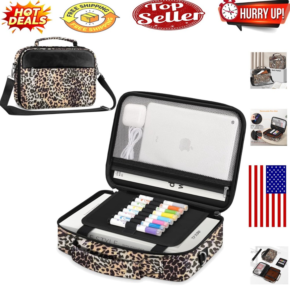 Leopard Large Bible Cover with Shoulder Strap & Organizer