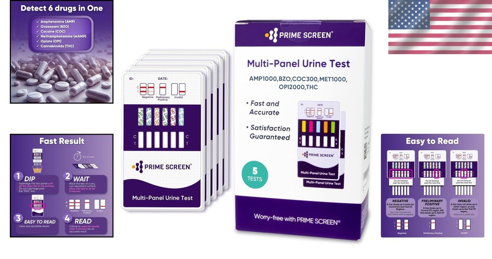 Multi-Scenario 5 Pack 6 Panel Urine Drug - Fast Home & Workplace Testing
