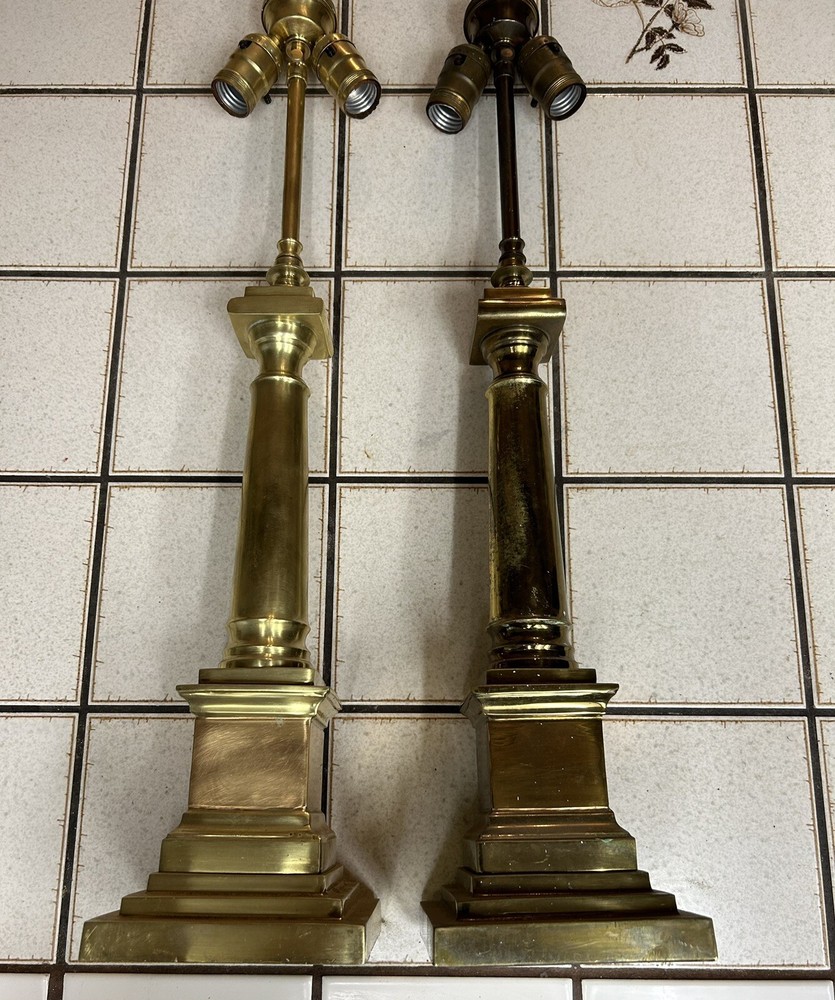 vintage brass lamp set