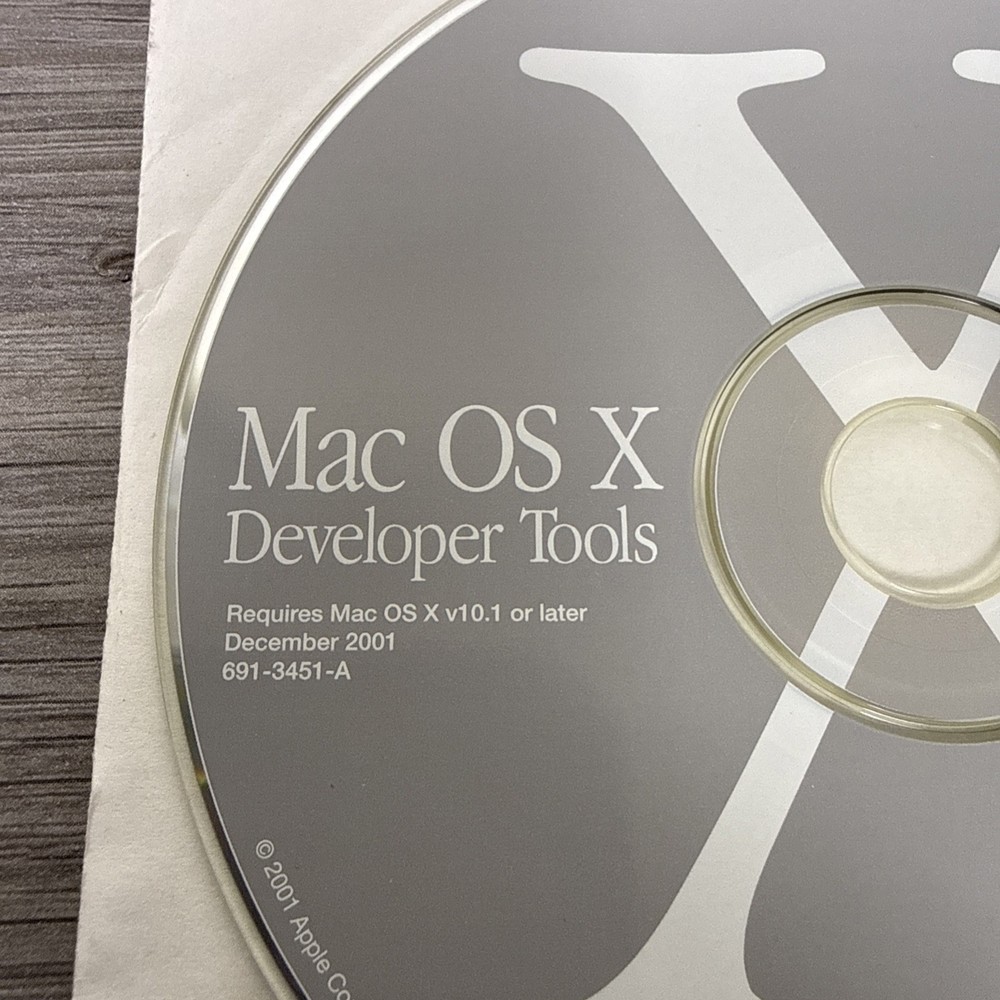 Vintage 2001 Macintosh Mac OS X Version 10.1 Developer Tools Install CD Disc