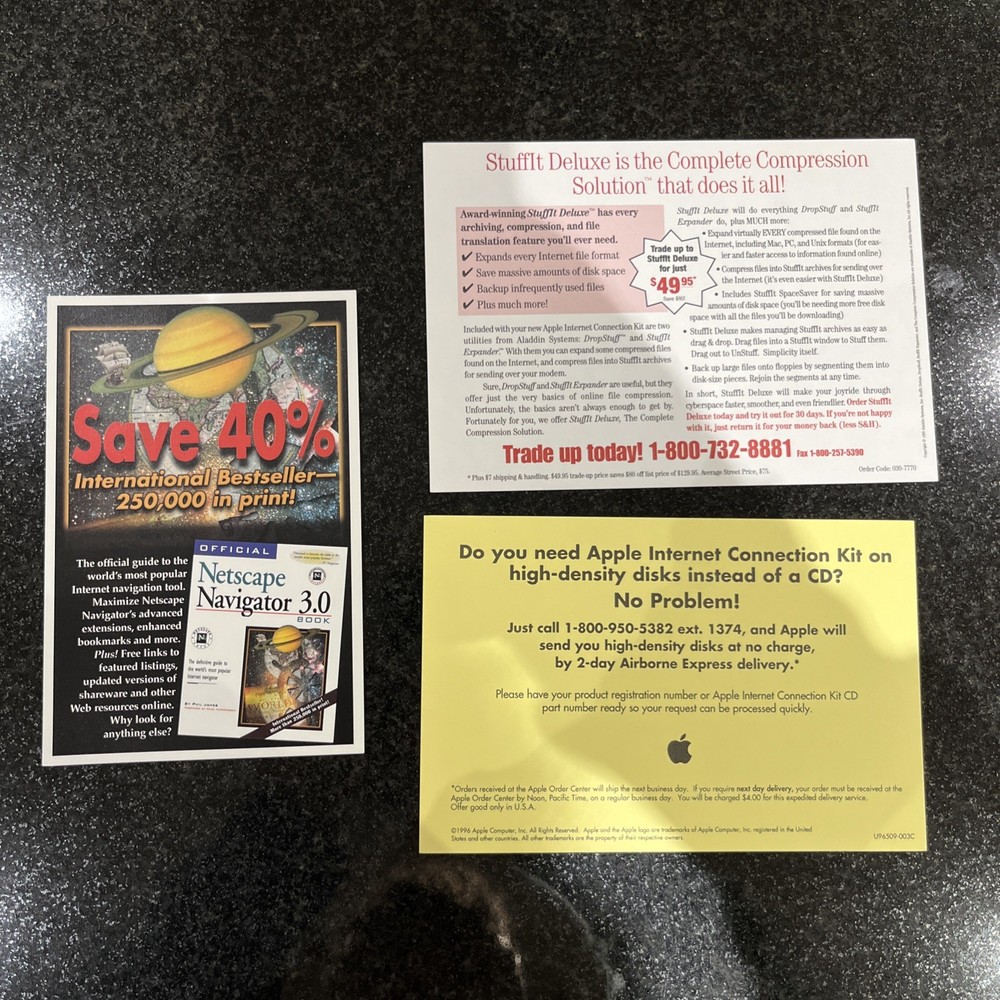 Vintage 1996 APPLE INTERNET CONNECTION KIT Disc For 7.5 Version 1.2