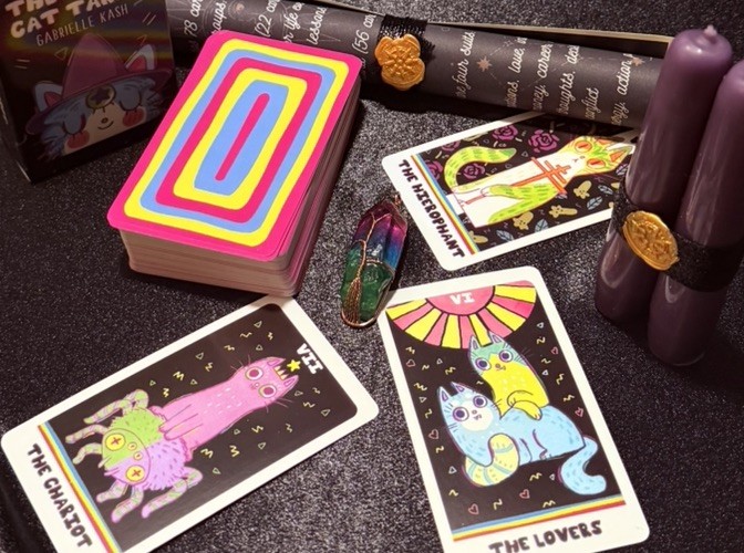 🔮 Weird Cat Tarot Gift Set Candle Pendulum USB Guide Crystal Ritual Kit
