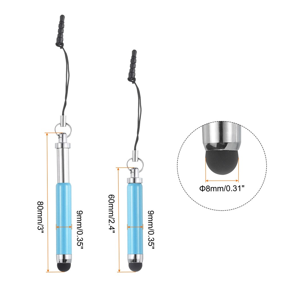 5pcs Metallic Stylus Pen Retractable Capacitive Pens, Light Blue