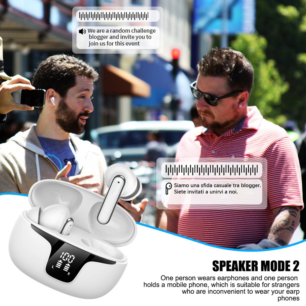 150 Language Translator Earbuds Wireless Bluetooth Two Way Translating Device