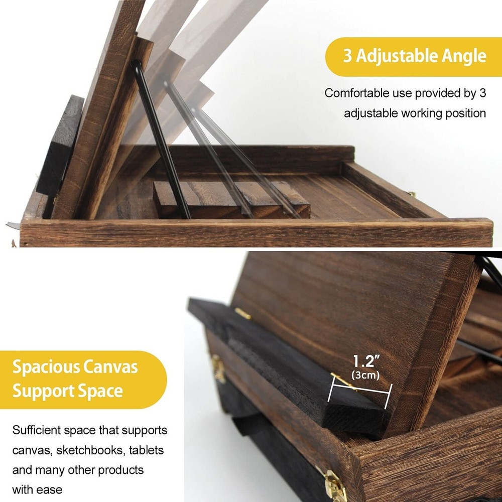 J JACKCUBE DESIGN Rustic Wood Adjustable Portable Desktop Table Easel with St...