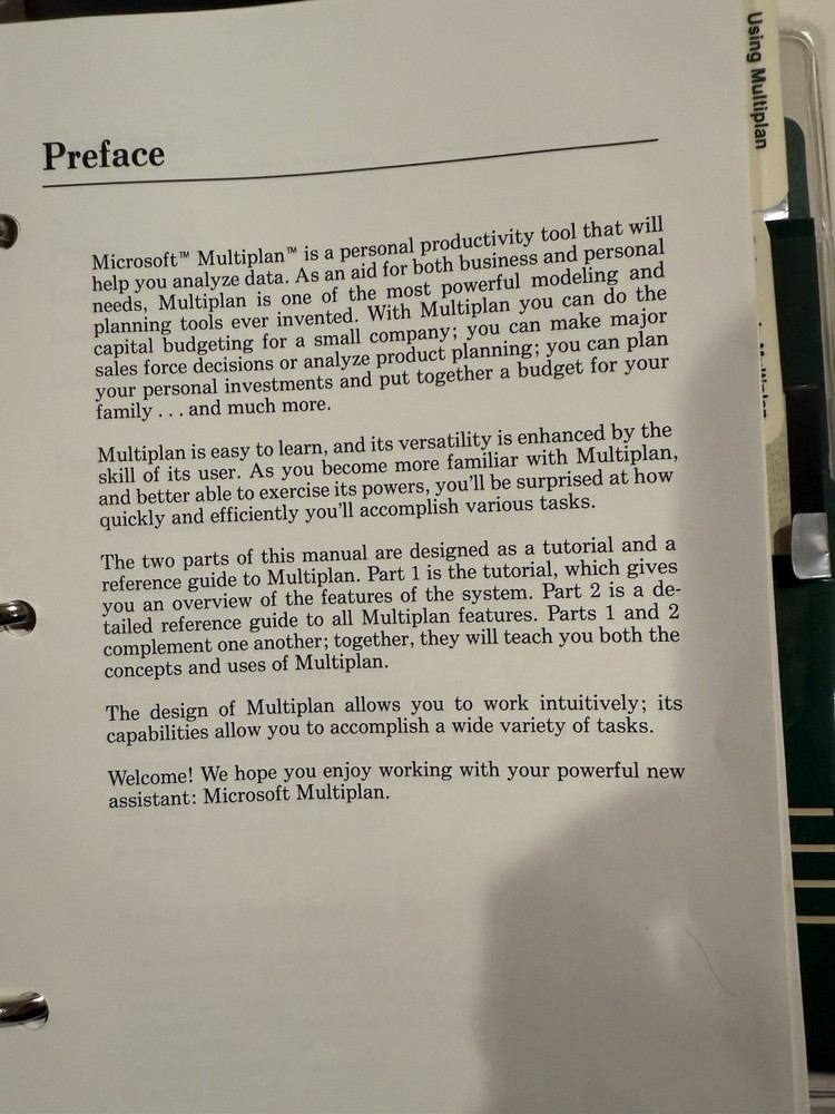 Vintage Microsoft Multiplan electronic worksheet set For MS-DOS