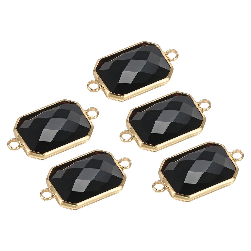 Birthstone Connector Link, 5Pcs Diamond Links Rectangle, Black