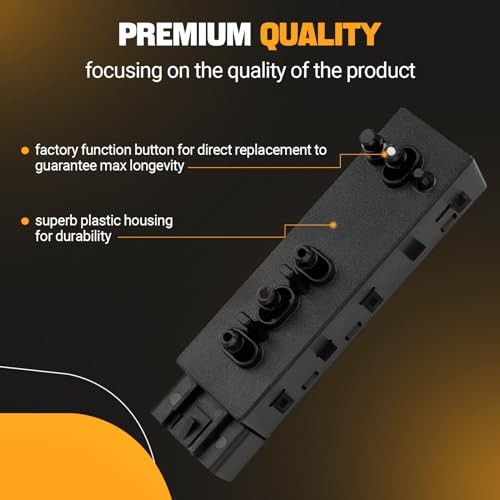 Power Seat Switch, 8 Way Front Right Passenger Side Control Switch Black