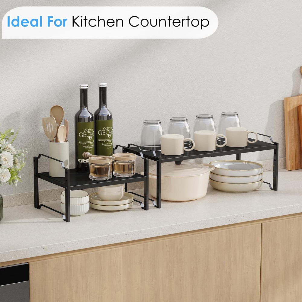 2 Pack 11” Width Expandable Kitchen 2 Pack: 11"D x 23.6"W x 8.7"H, Black