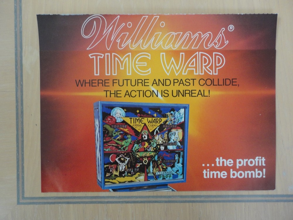 Time Warp Pinball Machine Foldout Original Magazine Pull Out Advertisement