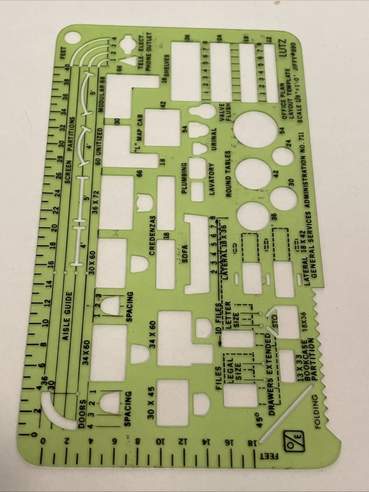 Vintage Jiffy #890 Office Plan Layout Template Draft Tool