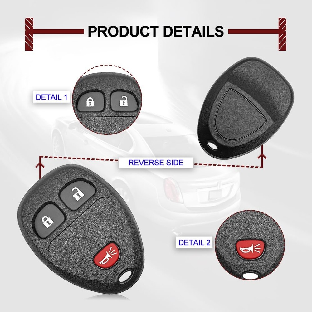 Key Fob Keyless Entry Remote Shell Case Compatible with Silverado Black