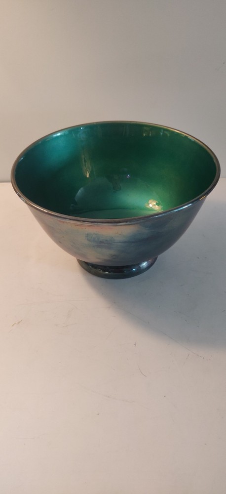 TOWLE Silverplate Bowl With Teal Enamel Inside