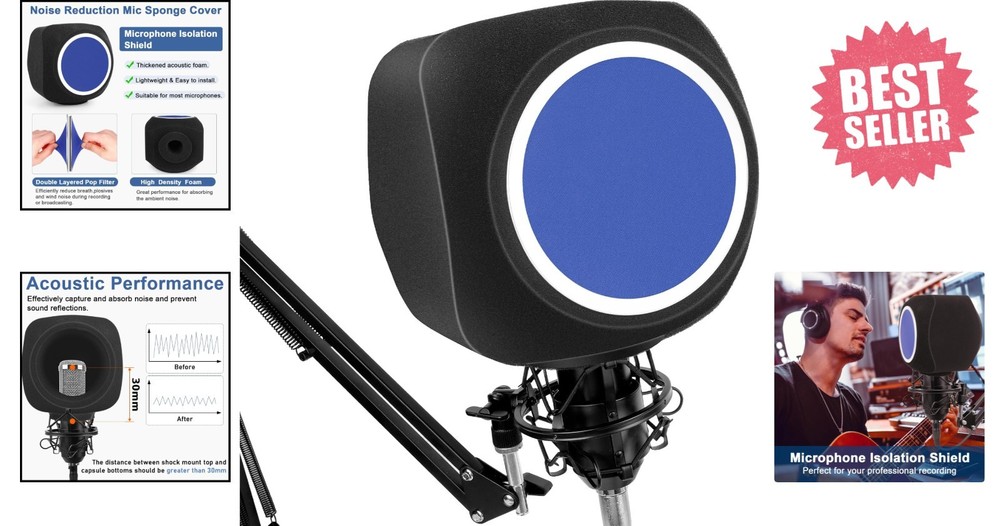 Versatile Microphone Isolation Shield and Pop Filter for Musicians and Streamers