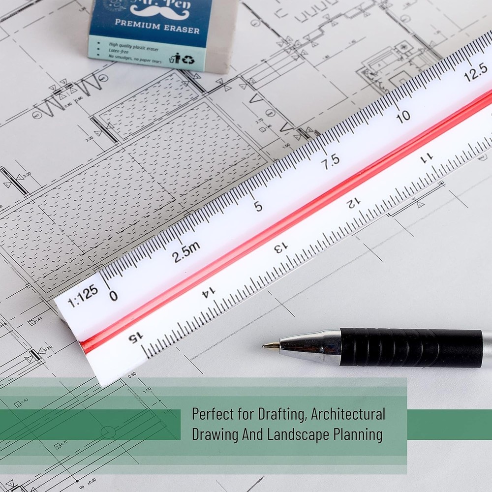 Architectural Scale Ruler 12 Inch Engineering Drafting Ruler for Architects