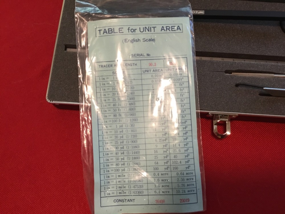 Planimeter Zero setting with optical tracer